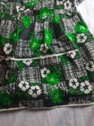 Vintage Womens Full Apron Gray Green Floral Tie Back Adjustable Cooking Kitchen