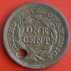 1854 Braided Hair Large Cent  Holed