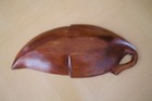 Sweet  Vintage Teak Tray Catchall Mid Century Modern Wood 50s 60s Leaf Sculpture
