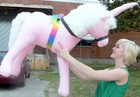 American Made Giant Stuffed Pink Unicorn 3 Feet Wide Soft Made In Usa America