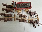 Vintage Cast Iron Glydesdale Horse Pulling Wagon Two Man