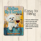Maltese Wine Bar Sign Funny Sip   Scratch Metal Tin Home Dog Wall Art
