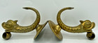 Vintage Pair Of French Towel Holder Brackets 1970 s Brass Fishes