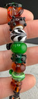 Vintage Art Glass Bracelet Red Green Orange 7   