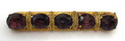 Antique Amethyst Glass Five Stone Bar Brooch Gold Tone Trumpet Clasp