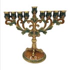 Muxsam 9 Branch Hanukkah Menorah Candelabra Vintage Enamel Jewish Candle Holder