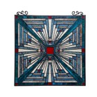 Stained Glass Window Panel Tiffany Style Colorful Mission Arts   Crafts  25 X 26