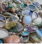 Rose Quartz   Mix Gemstone 925 Sterling Silver Plated Wholesale Pendant Lot