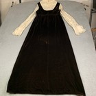 60s Vintage Bib Lace Front Velvet Mod Hippie Maxi Dress Prairie Wedding 57 