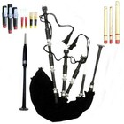 Scottish Highland Rosewood Bagpipe Silver Mounts Black Cover With Bag   Book