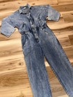 Vintage 80s Ideas Acid Wash Denim Jumpsuit Jean Boiler Coveralls Elastic Small S