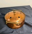 Vintage Copper Potpourri Pot With Lid Brass Handles Bowl Container
