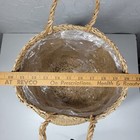 Seagrass Belly Basket 12  Tan Black Woven Wicker Home Storage Handles Lined New