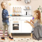 Kids Kitchen Playset Cooking Accessories Storage White Wooden Toy Pretend Food