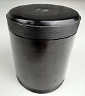 Antique Polished Ebony Brush Pot Ink Well Lidded Chinese Calligraphy Painting