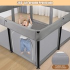 Foldable Baby Playpen With Soft Mat And Bag For Toddler Boys Girls 128x128 Cm