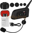 2x V6 Pro Motorcycle Helmet Intercom Bluetooth Headset 6 Riders 1200m Interphone
