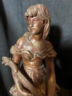 Antique Old Art Nouveau Era 1904 Cast Spelter Maiden Woman Girl Statue Sculpture