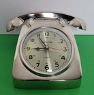 Vintage Cast Chrome Desk Home Decor Telephone Table Clock - 8  X 5 