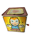 Vintage 1971 Mattel Jack In The Box All Metal Music Crank Clown Tin Toy - Works 