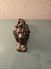 Antique Cast Bronze Recumbent Lion Sculpture-excellent