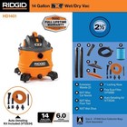 Ridgid 14 Gal  6 0 Peak Hp Nxt Wet dry Vacuum W  Fine Dust Filter   Hose