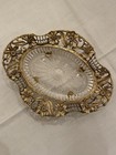 Vtg Matson Hollywood Regency Soap Dish Gold Plated Daisy Ormolu Crystal Insert