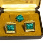 Vintage Tally Hi Jade Cufflinks Tie Tack Set