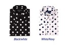 Men s 100  Cotton Polka Dot Design Dress Shirt Black white White navy Size 15 20