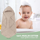 2 Pack Hooded Muslin Cotton Baby Towels  green brown   32 By 32 Inches  Ultra-so
