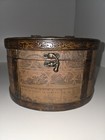 Vintage Wooden Hat Box With Carrying Handle   Metal Latch   Hinges 10  By 6 