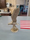Vintage Solid Brass Eagle Standing On A Ball Figurine Statue 9    Tall 1 75 Pounds