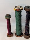 Vtg Wood Bobbins Spools Industrial Thread Primitive Country Lot 5 Spindles
