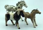Vtg Lot 3 Ceramic Horse Figurines Japan Porcelain Spotted White Gray Brown 4 5 