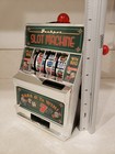 Mini Novelty Toy Slot Machine - Accepts Real Coins Operates Fine Lights Untested