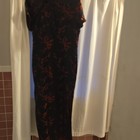 Golden Blossom Women   s Black Satin Floral Cheongsam Qipao Dress Sz 38