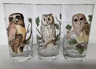 Vintage Mid Century Modern Owls Glasses 5 5  Tumblers Gold Rim 6 Pc Set Nice