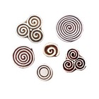 Artisan Print Stamps Trendy Spiral Round Pattern Wood Blocks  set Of 6 