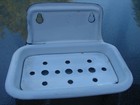 Vintage Antique French White Enamel 2 Piece Soap Dish Farmhouse Decor Nice Piece