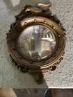 Vintage Syroco Inc   4007 Federal Eagle Convex Wall Mirror 21  Gold Usa Mcm