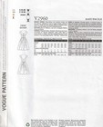 Vogue Original 1954 Design Vogue Vintage Reproduction Dress Pattern V2960  New