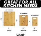 3pc Bamboo Cutting Board Set     Thick Wood Serving Boards For Kitchen By Cheft