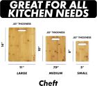 Cheft 3pc Bamboo Cutting Board Set - Thick Wood Serving Boards For Kitchen
