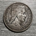 Latvia 5 Lati 1932 Silver Coin Circulated Toned