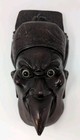 Wall Mask  Face Of Karasu Tengu  Mountain Goblin  Brown Wood  Glass Eyes  Japan