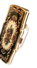Floral Gold Tone Lipstick Holder And Mirror Vintage