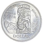 1958 Canada Totem Pole Silver Dollar British Columbia 80  Silver  1 Km  55 -103