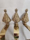 Lot Of 3 -vintage Solid Brass Xmas Tree Stocking Holders 8 5    Long  Made India