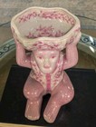 Vintage Style Pink Porcelain Monkey Figurine planter -6  X 8 5 h