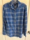 Lands  End Blue White Plaid Flannel Shirt Top 100  Cotton Size 12 Women   s